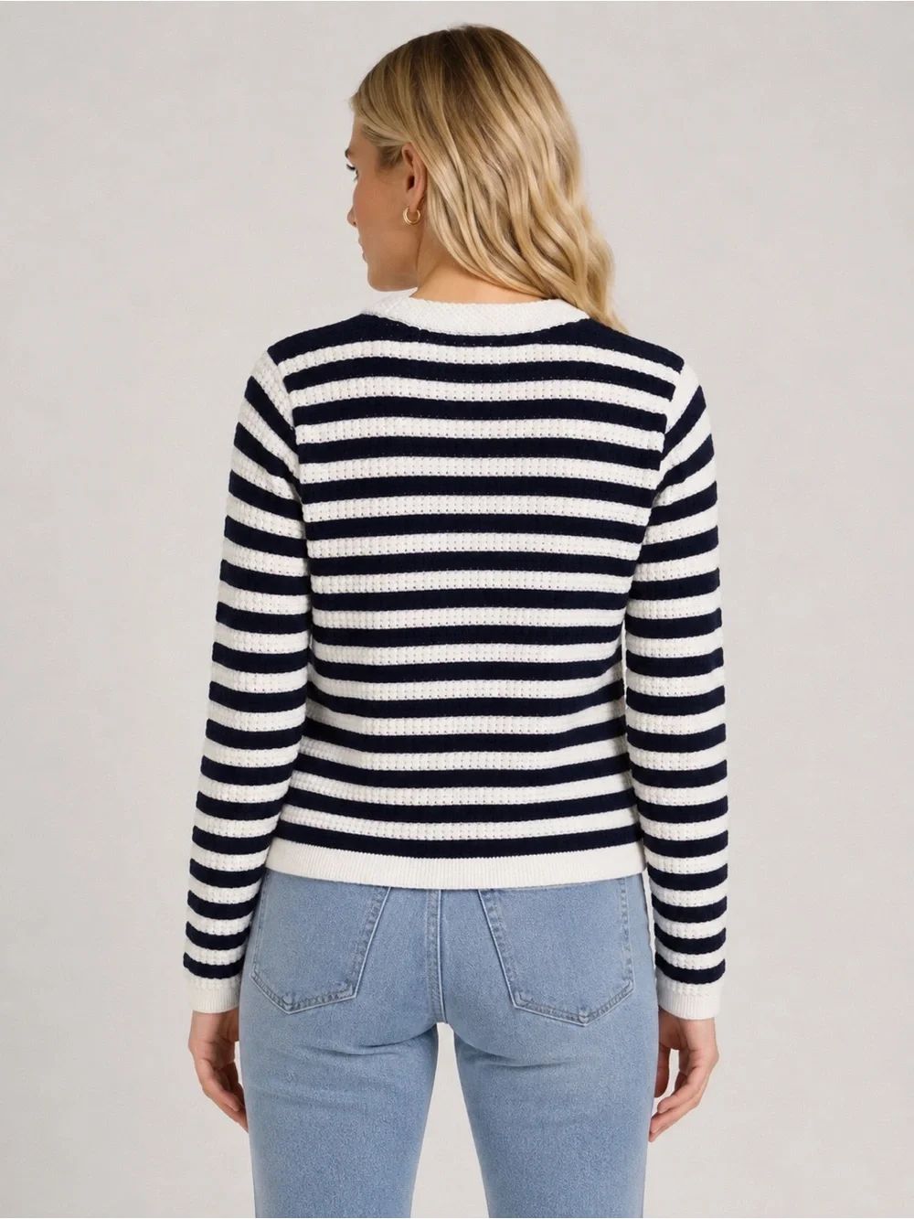 NWT! J.Crew Navy White Striped V-Neck Cardigan Sweater Size Small 6003